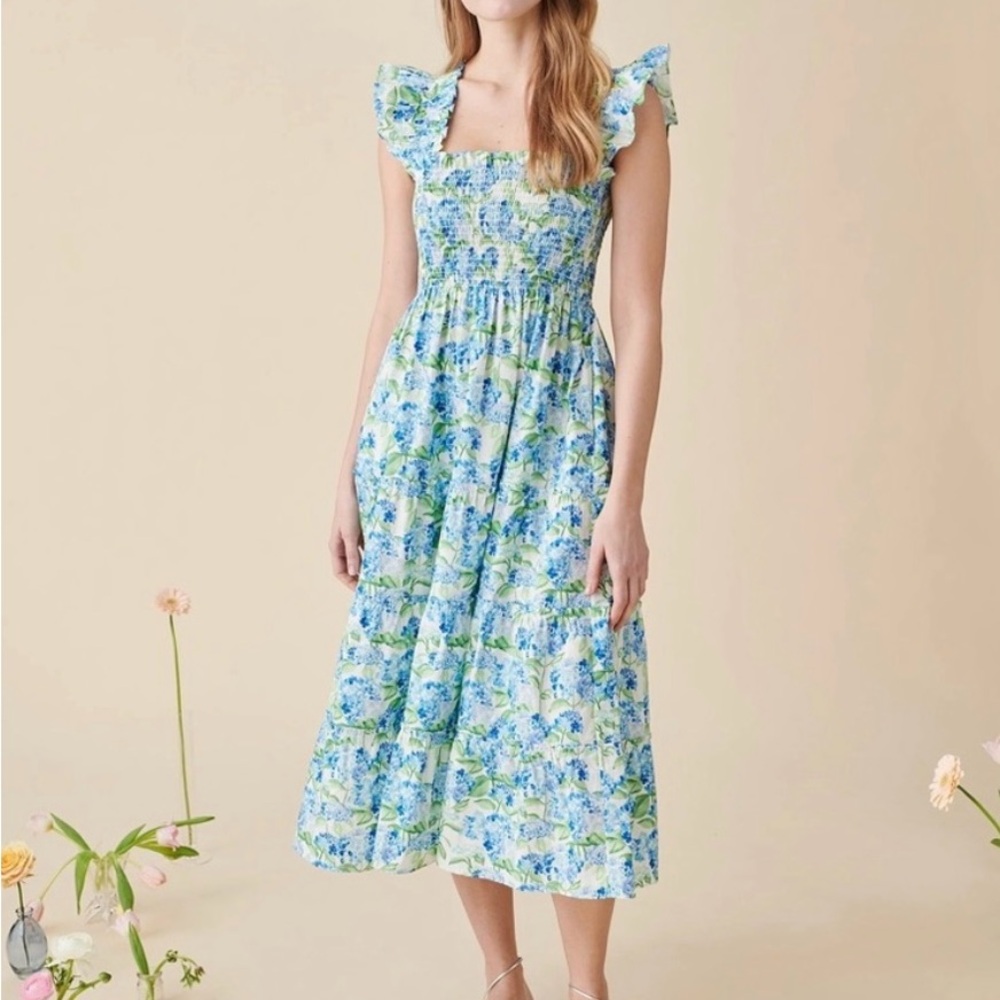 Hill House x La Coqueta Watercolor Hydrangea Dress